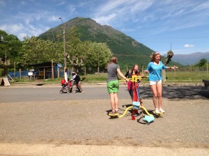 Students test out new exercise equipment in San Fabian, Chile Students test out new exercise equipment in San Fabian, Chile