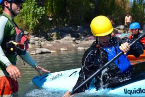 Practicing our rolling skills in the Rio Nuble